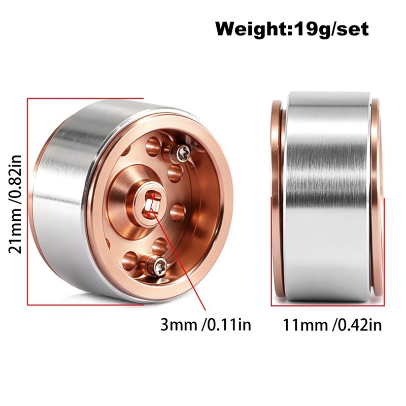 Wheel Rim Rc - A49K-1/30 SCX30 Jantes en laiton à