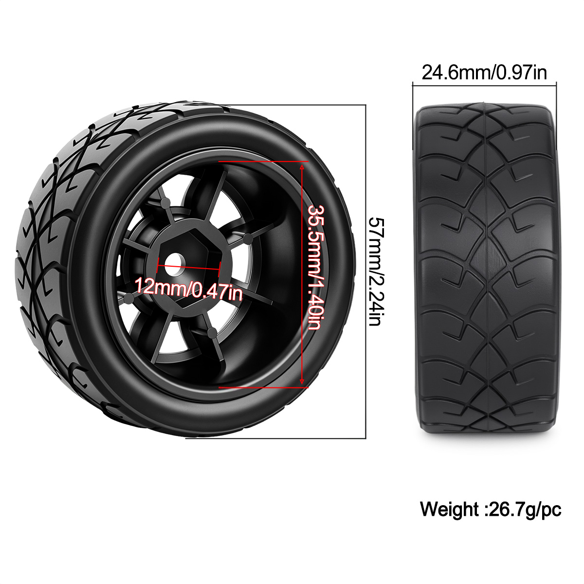 Roues en plastique avec pneus  - Wheel Rim Rc avis et prix